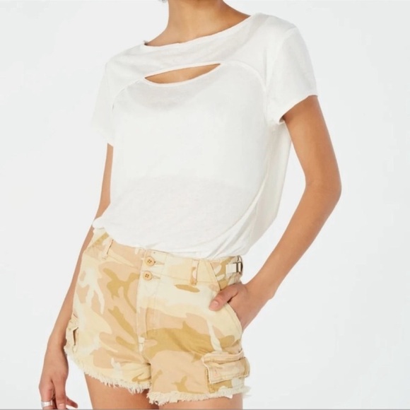 NEW We The Free FP white cutout short sleeve tshirt small - Picture 1 of 6